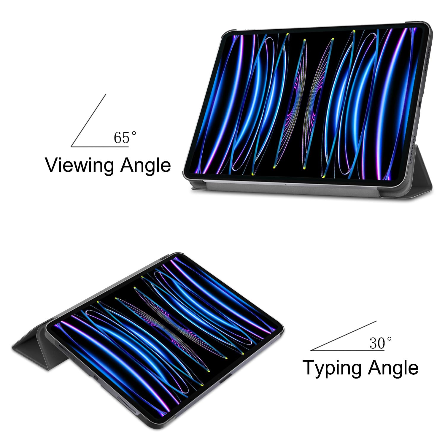 Husa tableta, pentru iPad 10 (2022) 10.9 ", Trezire automata / somn, atingere confortabila a pielii, capac de protectie subtire tripla cu TPU moale inapoi, Negru