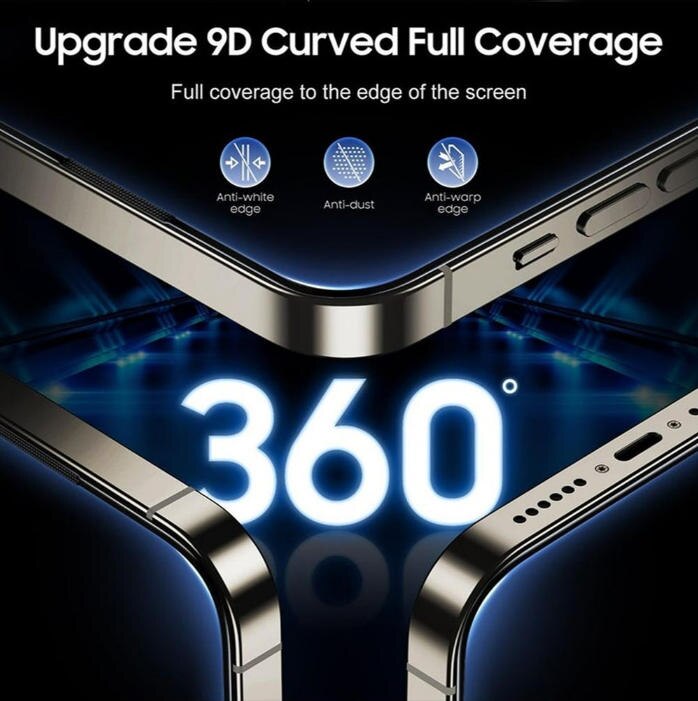 Set 2 x Folie din sticla pentru iPhone 17 6, 3''/iPhone 16 Pro 6, 3'', Full Cover, Aplicator Inclus, Montaj Usor, 9H, HD, Transparenta