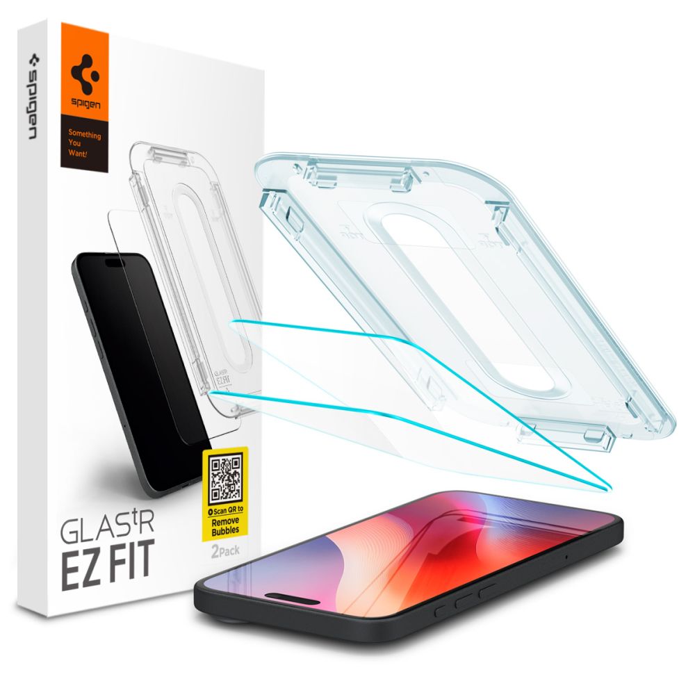 Set 2 x Folie din sticla pentru iPhone 16 Pro cu aplicator Spigen - Glas.tR EZ-FIT HD - clear