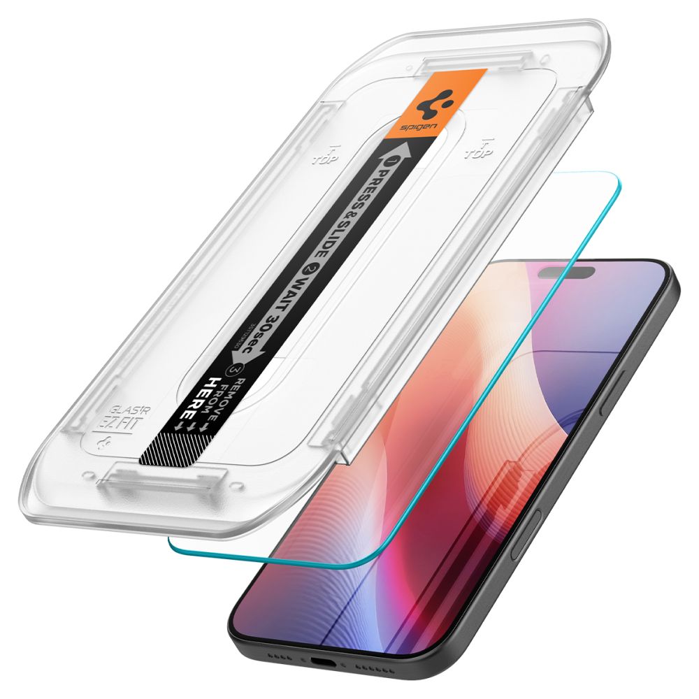 Set 2 x Folie din sticla pentru iPhone 16 Pro cu aplicator Spigen - Glas.tR EZ-FIT HD - clear