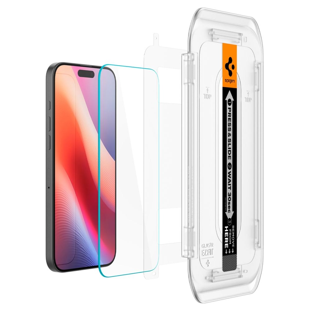Set 2 x Folie din sticla pentru iPhone 16 Pro cu aplicator Spigen - Glas.tR EZ-FIT HD - clear