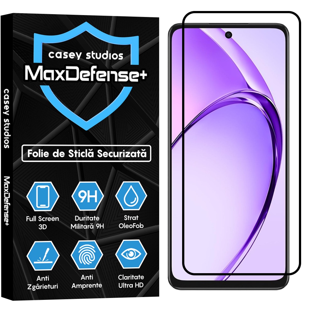 Folie Sticla CASEY STUDIOS™ compatibila cu Oppo A3, Full Cover 3D, Full Glue, Duritate Militara, Ultra HD, Anti Zgarieturi, Anti Amprente, Anti Socuri, Margini Negre