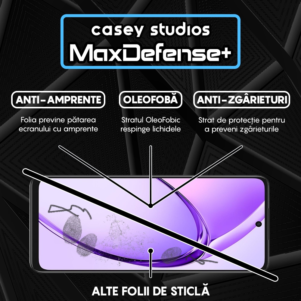 Folie Sticla CASEY STUDIOS™ compatibila cu Oppo A3, Full Cover 3D, Full Glue, Duritate Militara, Ultra HD, Anti Zgarieturi, Anti Amprente, Anti Socuri, Margini Negre