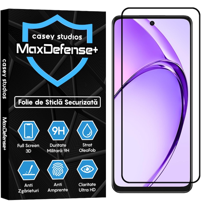 Folie Sticla CASEY STUDIOS™ compatibila cu Oppo A3, Full Cover 3D, Full Glue, Duritate Militara, Ultra HD, Anti Zgarieturi, Anti Amprente, Anti Socuri, Margini Negre