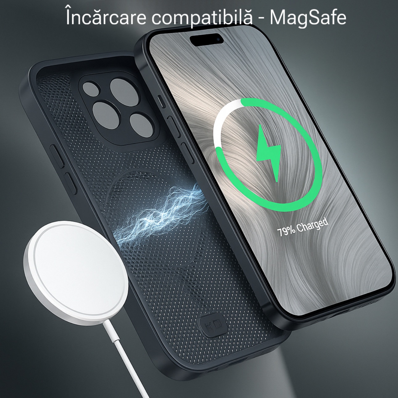 Husa de Protectie Pentru iPhone 15 ProMax MagSafe, Culoare Silver, lucios cu efect 3D tip Pana, design elegant si protectie completa inclusiv Lentile impotriva socurilor si zgarieturilor