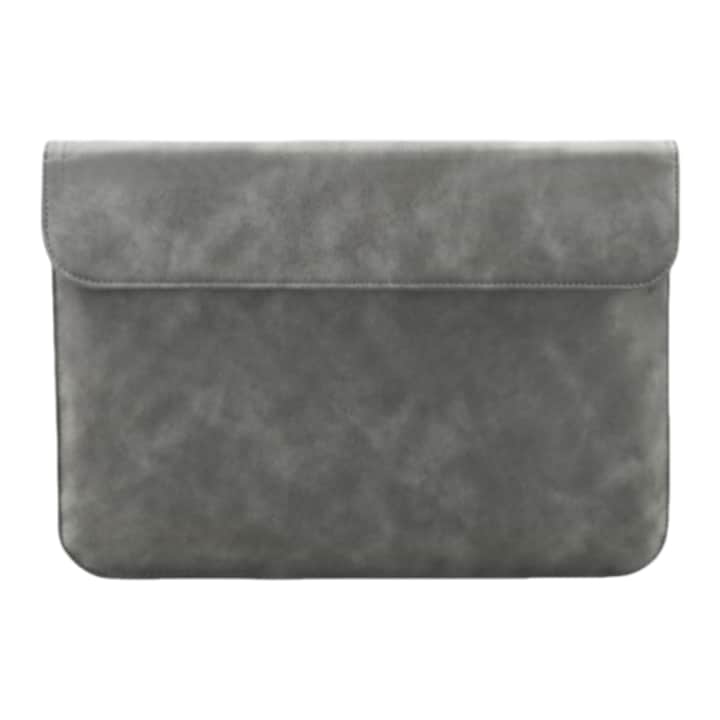 Geanta pentru laptop, 16 inch, material PU, capacitate mare, fara miros, aspiratie magnetica, design subtire si usor, impermeabil si rezistent la uzura, rezistenta la impact, gri inchis