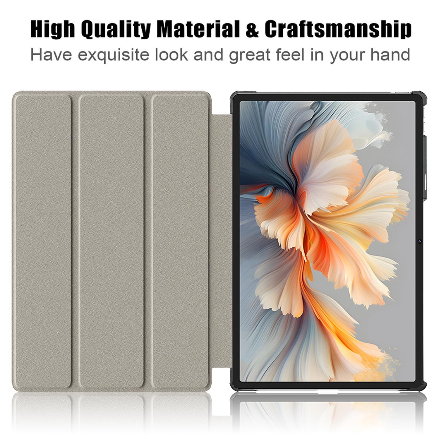 Husa tableta pentru Lenovo Yoga Tab Plus, piele PU colorata, tip carte cu 3 plieri, capac magnetic, acces complet la porturi, negru