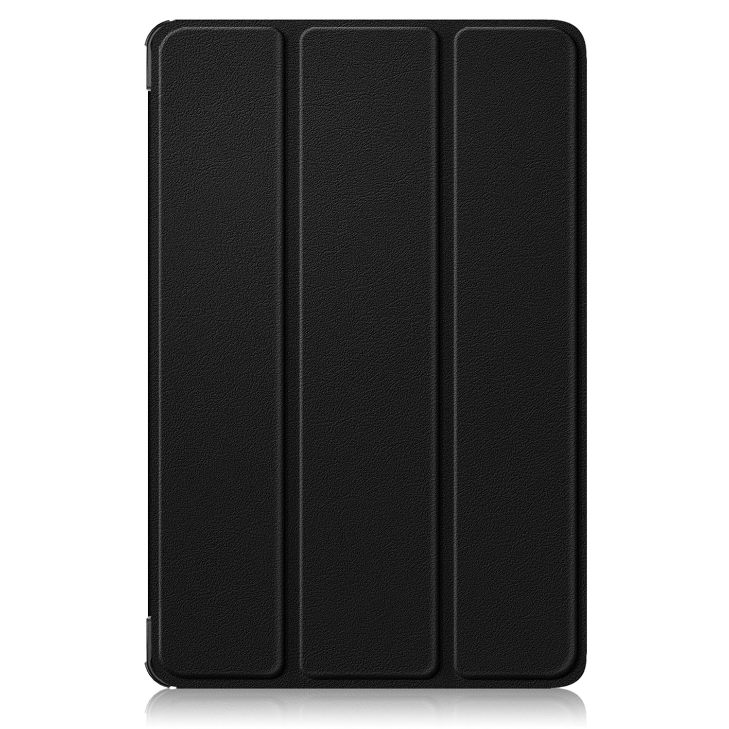 Husa tableta pentru Lenovo Yoga Tab Plus, piele PU colorata, tip carte cu 3 plieri, capac magnetic, acces complet la porturi, negru