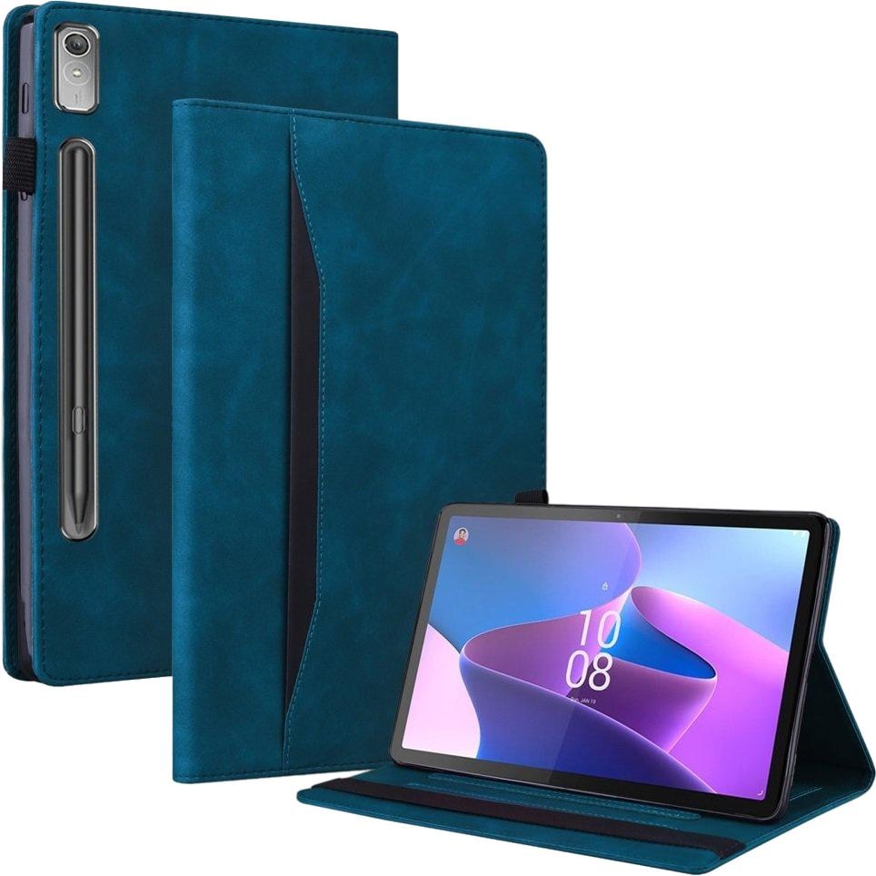 Husa pentru Lenovo Tab P11 Pro Gen 2, XGSM, Piele ecologica, 4 sloturi pentru carduri, Suport stand, Albastru/Negru