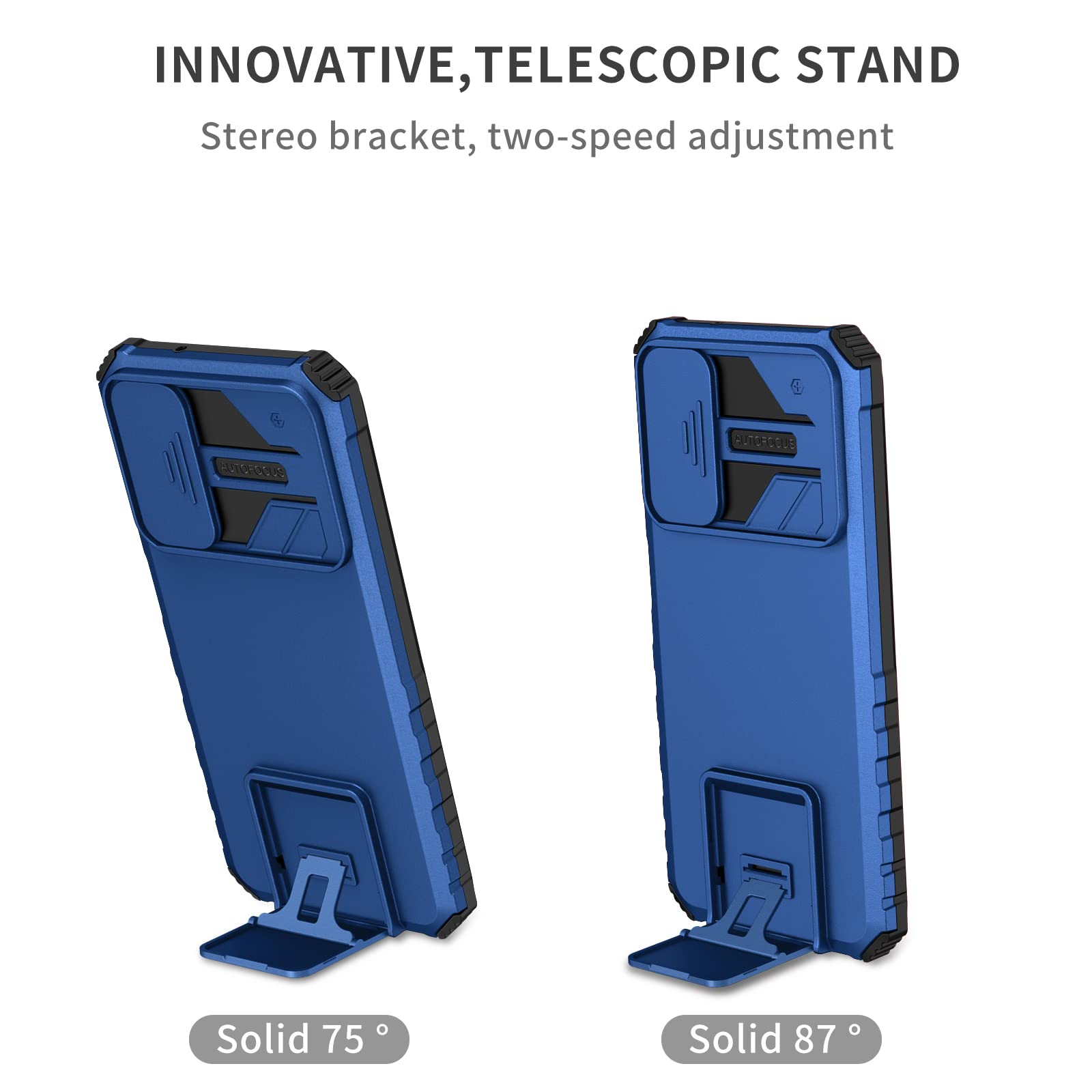 Husa telefon, pentru Samsung Galaxy A05S 4G Fereastra glisanta, suport inovator, Albastru mat