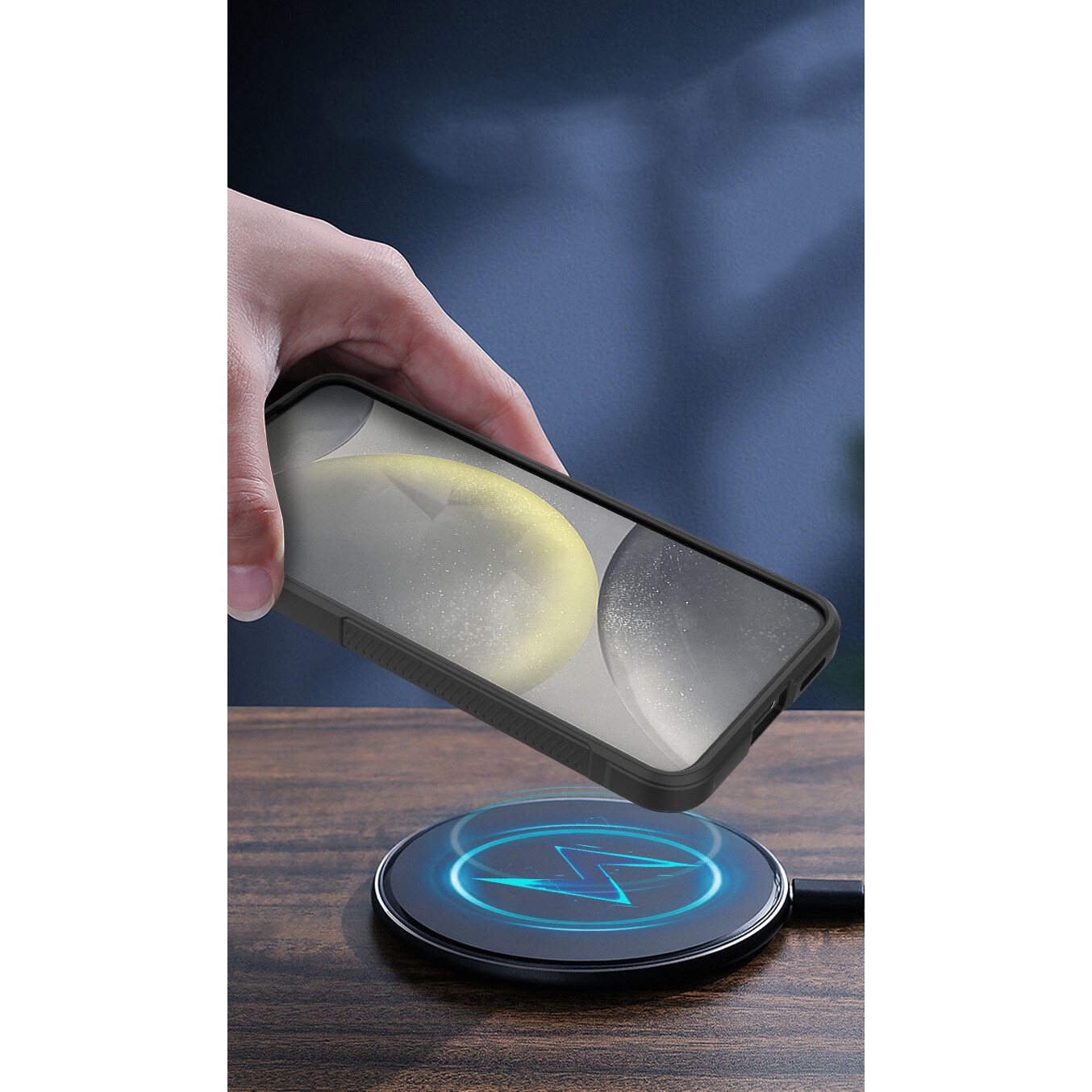 Husa telefon, pentru Samsung Galaxy S25 Heavy Duty 3D cu dungi senzoriale Soft Silicone Full Portection Rezistent la socuri, Negru intens