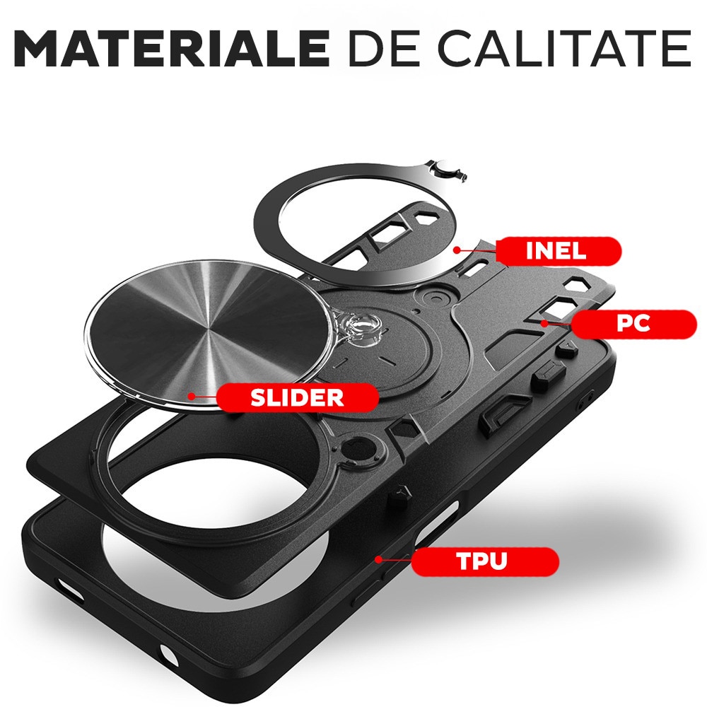 Husa pentru Honor Magic 8 Lite, DaDen CamGuard Pro Kickstand, Slider Camera, Antisoc, Protectie Superioara, Mov