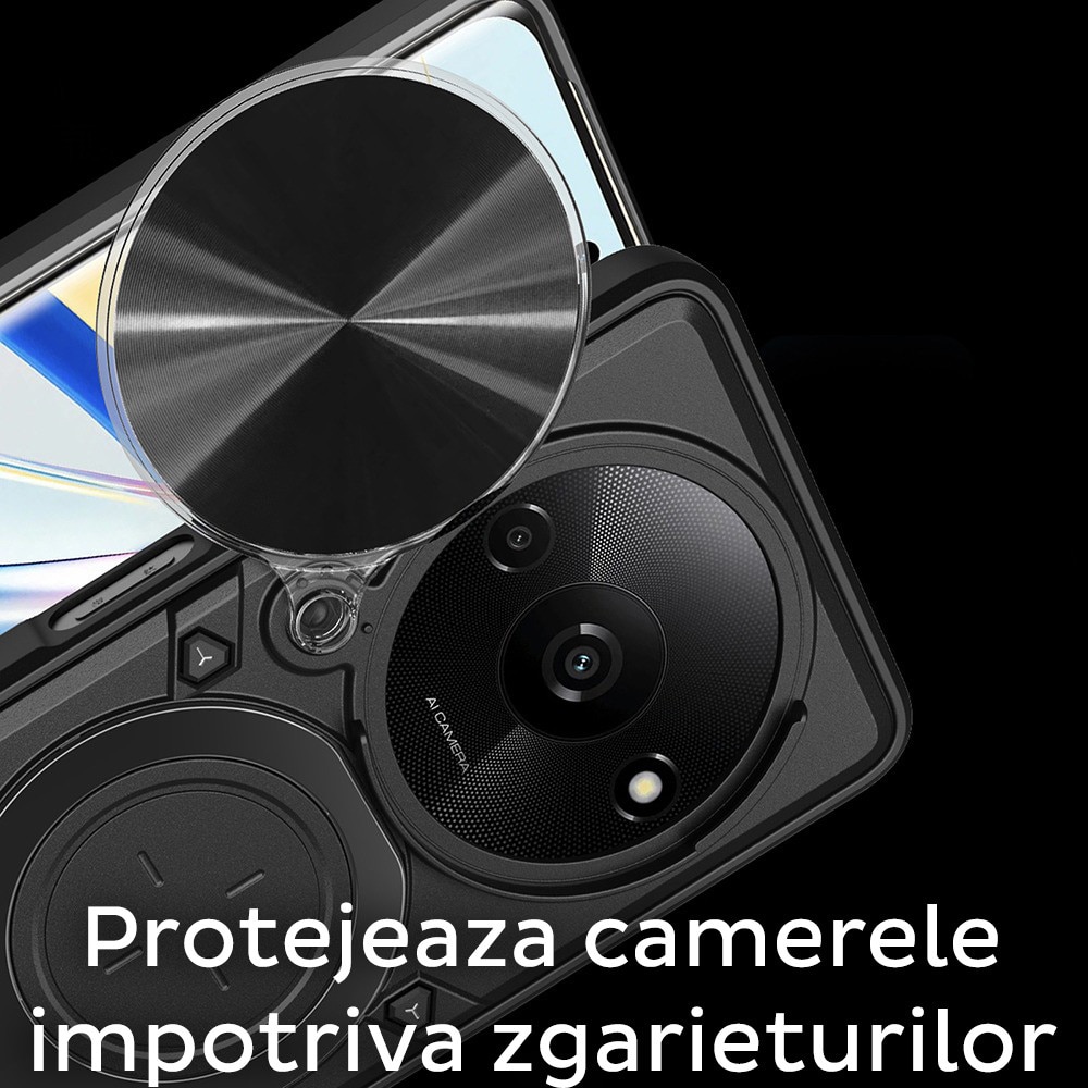 Husa pentru Honor Magic 8 Lite, DaDen CamGuard Pro Kickstand, Slider Camera, Antisoc, Protectie Superioara, Mov