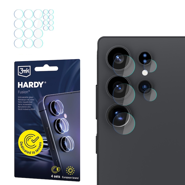 4x Protectie din sticla camera foto pentru Samsung Galaxy S25 Ultra - 3mk HARDY® Fusion Lens Protection™