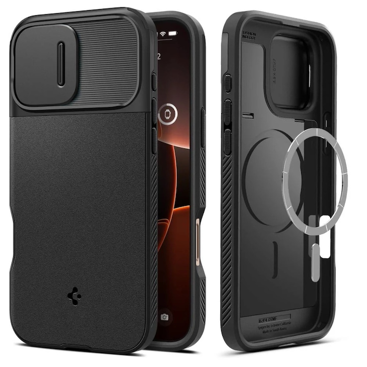 Carcasa Spigen Optik Armor MagSafe compatibila cu iPhone 16 Pro Max Black