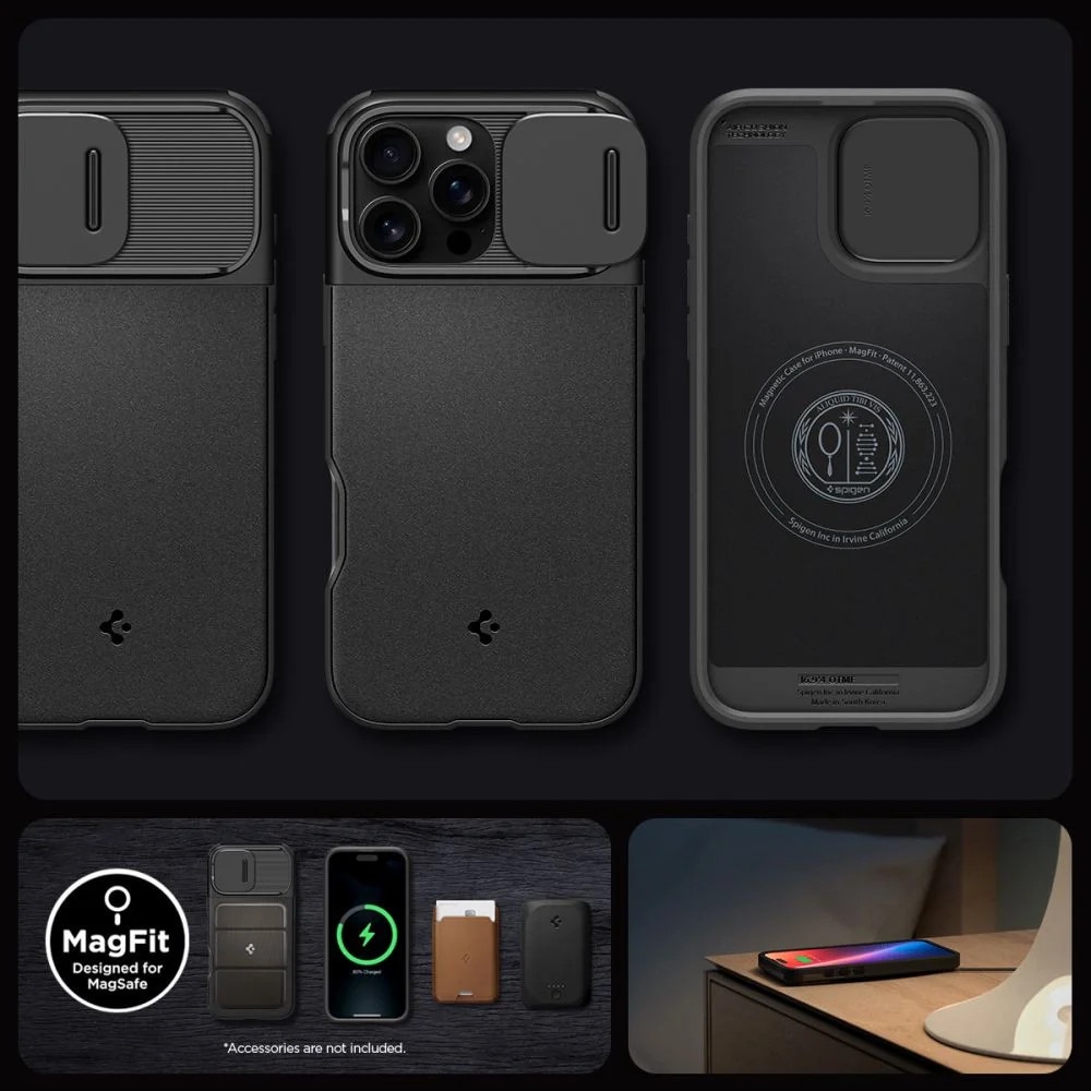 Carcasa Spigen Optik Armor MagSafe compatibila cu iPhone 16 Pro Max Black