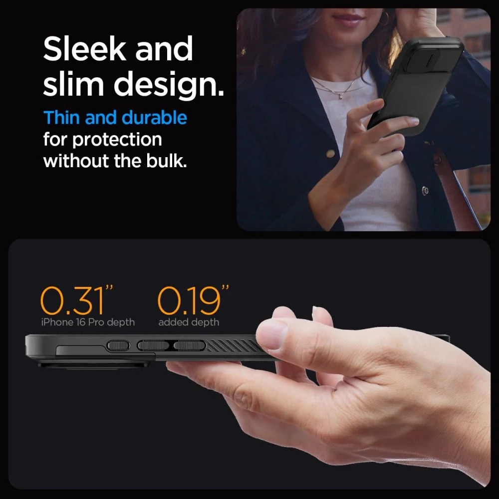 Carcasa Spigen Optik Armor MagSafe compatibila cu iPhone 16 Pro Max Black