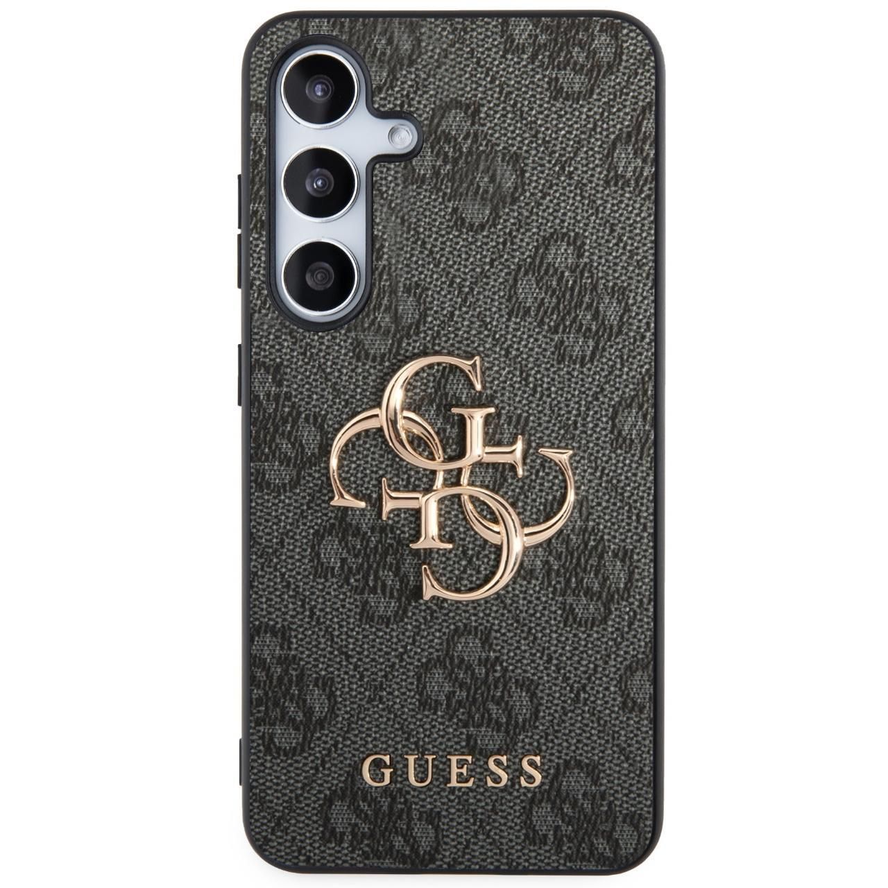 Husa de protectie Guess 4G PU Leather Big Metal Logo pentru Samsung Galaxy S24, Gri/Negru