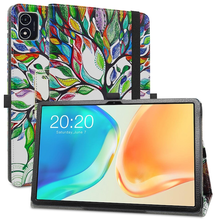 Husa MAMA MOUTH, compatibila cu Teclast M40 Plus / P40HD / P40S, tip carte, piele ecologica, multicolor