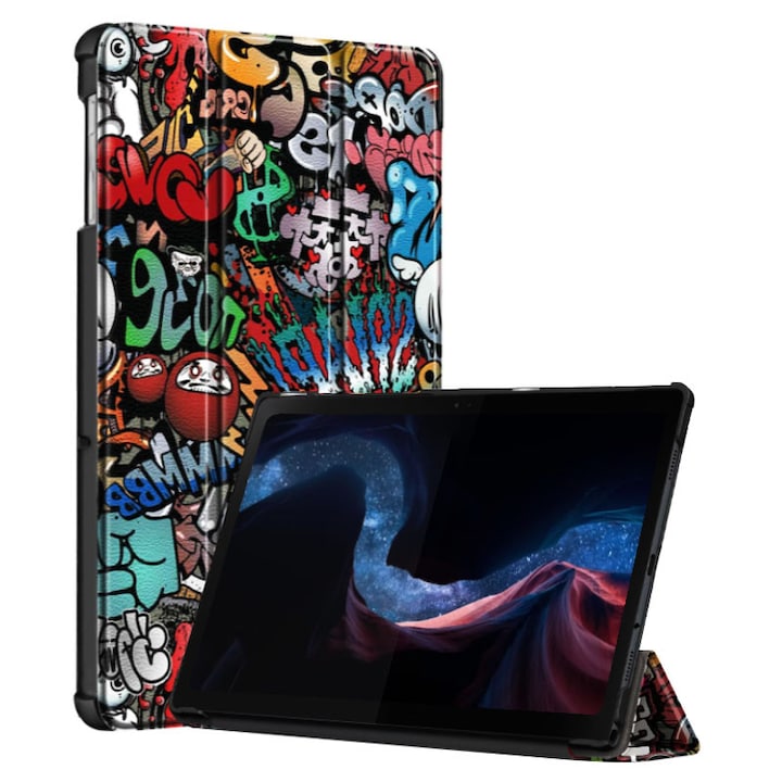 Husa Tableta AZIAO din piele PU pentru Apple iPad 10 (2022) 10.9, Protectie Completa 360, Interior Catifea, Functie de Stand, Display Protejat, Smart Cover, Colturi Anti-Soc, Grafitti