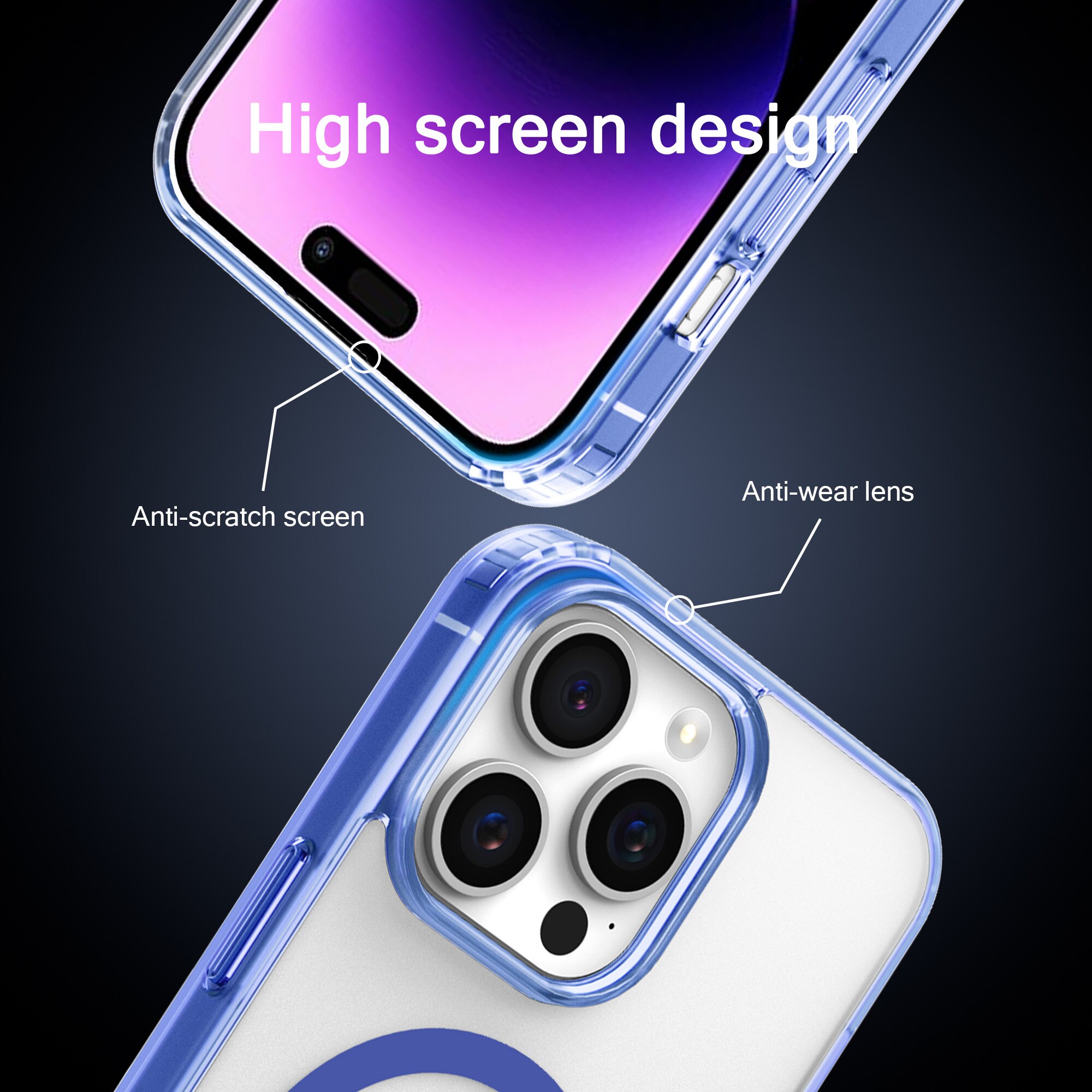 Husa de Protectie Telefon Albastra, Compatibila cu iPhone 16 Pro Max & MagSafe cu Absorbtie Puternica, Margini Ridicate pentru Protectia Ecranului si Camerelor, Rezistenta la Socuri & Anti-zgarieturi, Protectie Durabila Zilnica
