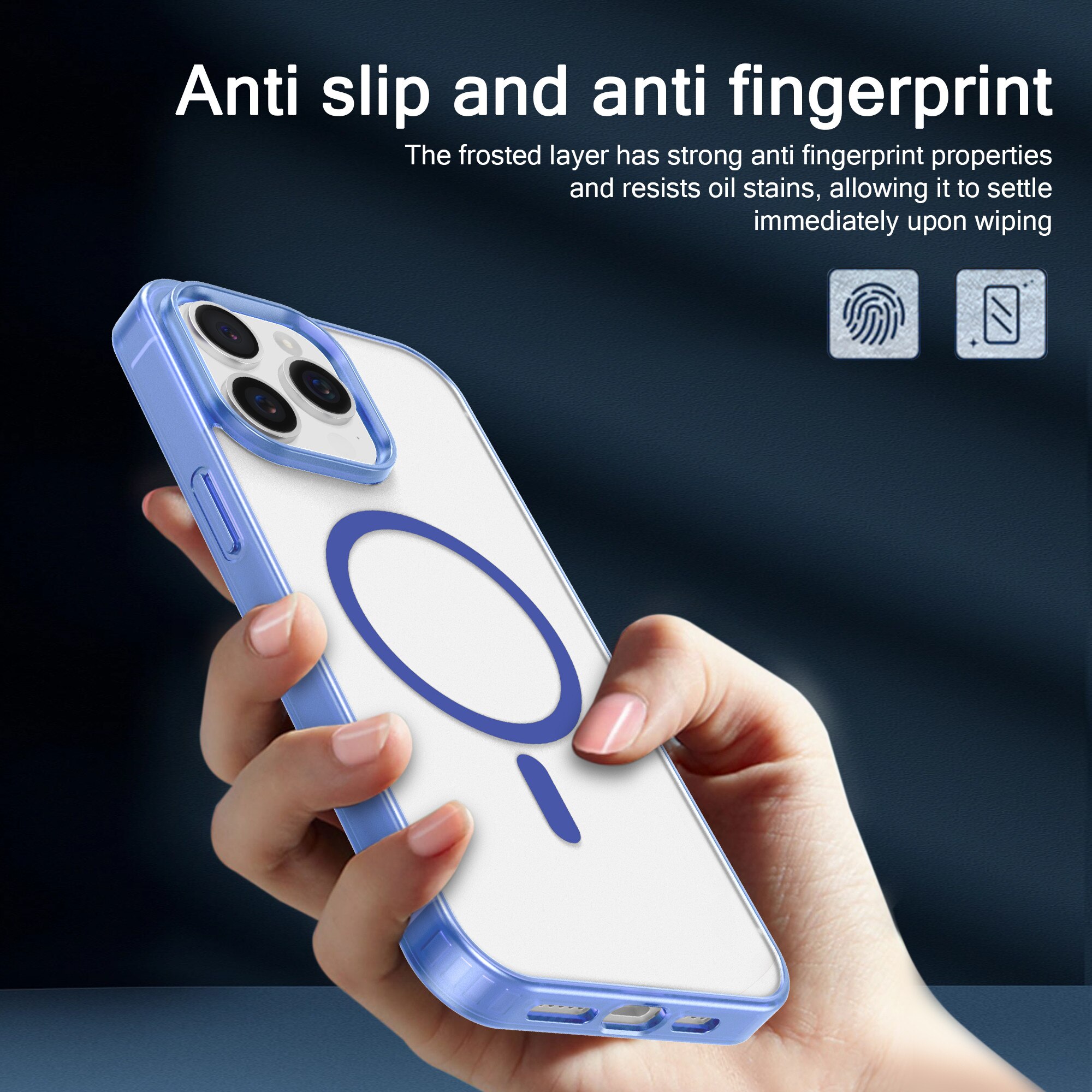 Husa de Protectie Telefon Albastra, Compatibila cu iPhone 16 Pro Max & MagSafe cu Absorbtie Puternica, Margini Ridicate pentru Protectia Ecranului si Camerelor, Rezistenta la Socuri & Anti-zgarieturi, Protectie Durabila Zilnica