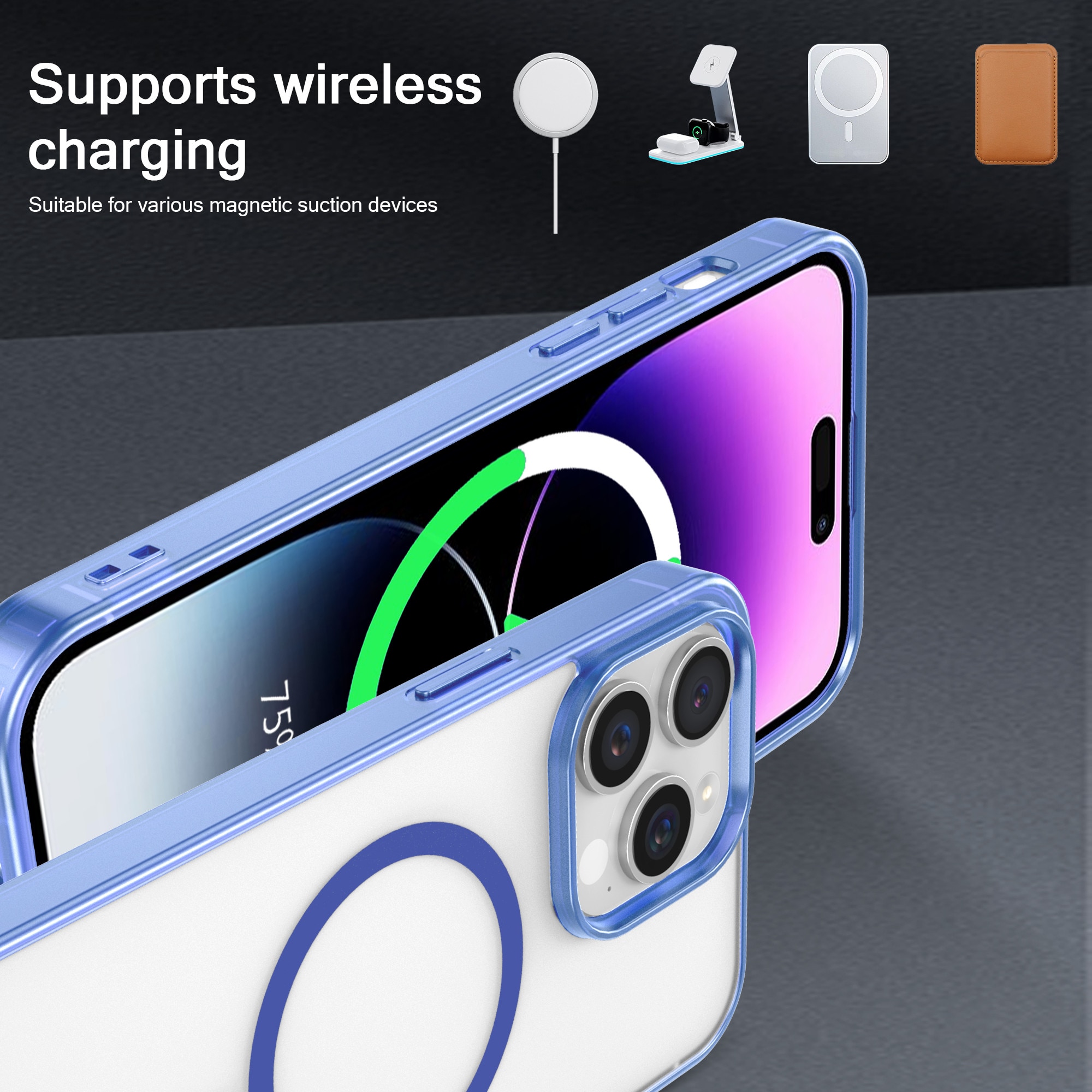 Husa de Protectie Telefon Albastra, Compatibila cu iPhone 16 Pro Max & MagSafe cu Absorbtie Puternica, Margini Ridicate pentru Protectia Ecranului si Camerelor, Rezistenta la Socuri & Anti-zgarieturi, Protectie Durabila Zilnica