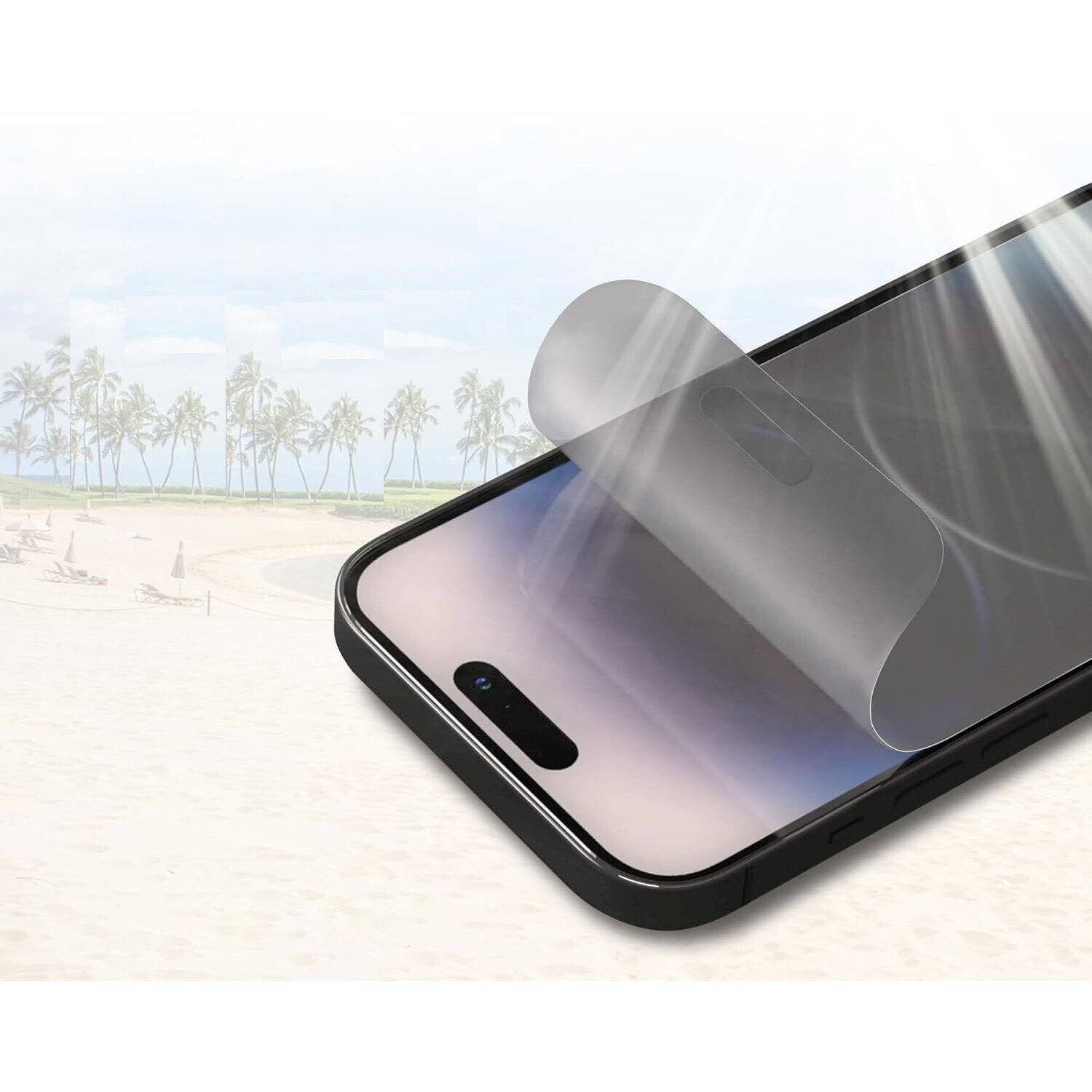 Folie de protectie ecran Mata din silicon compatibila cu iPhone 15 Pro, Anti Amprente, Perfect fit, TPU, acopera tot ecranul, transparenta, ISAG®