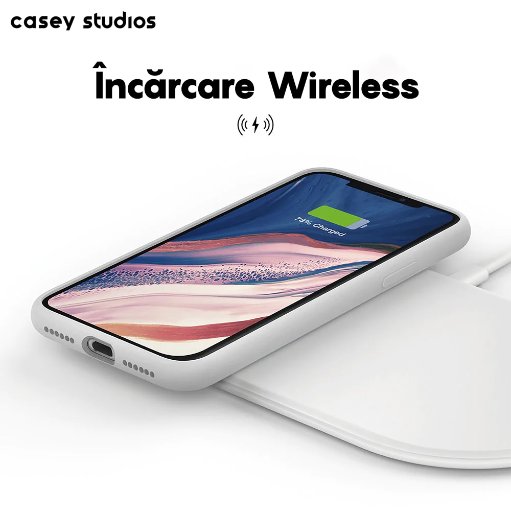 Husa CASEY STUDIOS™ pentru Apple iPhone 11, Soft Silicone Premium, Microfibra in Interior, Alb, de Protectie, Ultra Slim, pentru Incarcare Wireless, Margini Ridicate pentru Protectia Ecranului si a Camerelor