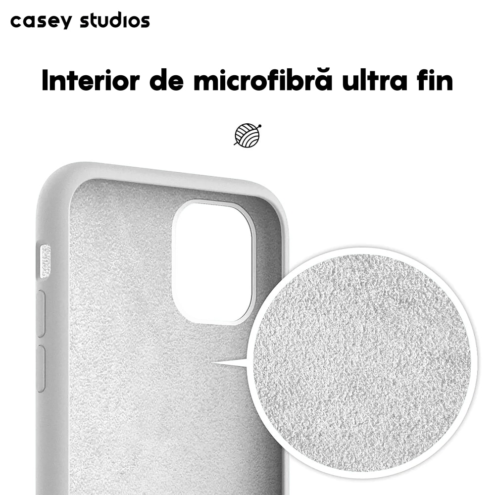 Husa CASEY STUDIOS™ pentru Apple iPhone 11, Soft Silicone Premium, Microfibra in Interior, Alb, de Protectie, Ultra Slim, pentru Incarcare Wireless, Margini Ridicate pentru Protectia Ecranului si a Camerelor