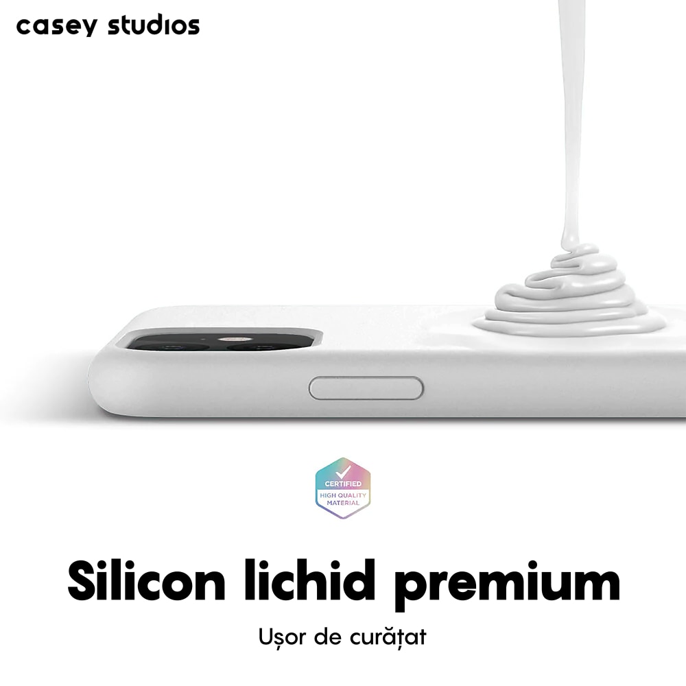 Husa CASEY STUDIOS™ pentru Apple iPhone 11, Soft Silicone Premium, Microfibra in Interior, Alb, de Protectie, Ultra Slim, pentru Incarcare Wireless, Margini Ridicate pentru Protectia Ecranului si a Camerelor