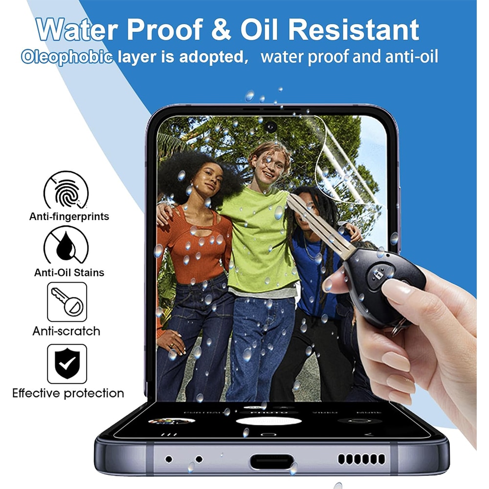 Folie de protectie Compatibila cu Samsung Galaxy Z Flip5, Unbreakable Soft Hydrogel Regenerabil, Premium Tempered, Full Glue, Acoperire pe intreg ecranul, Transparent