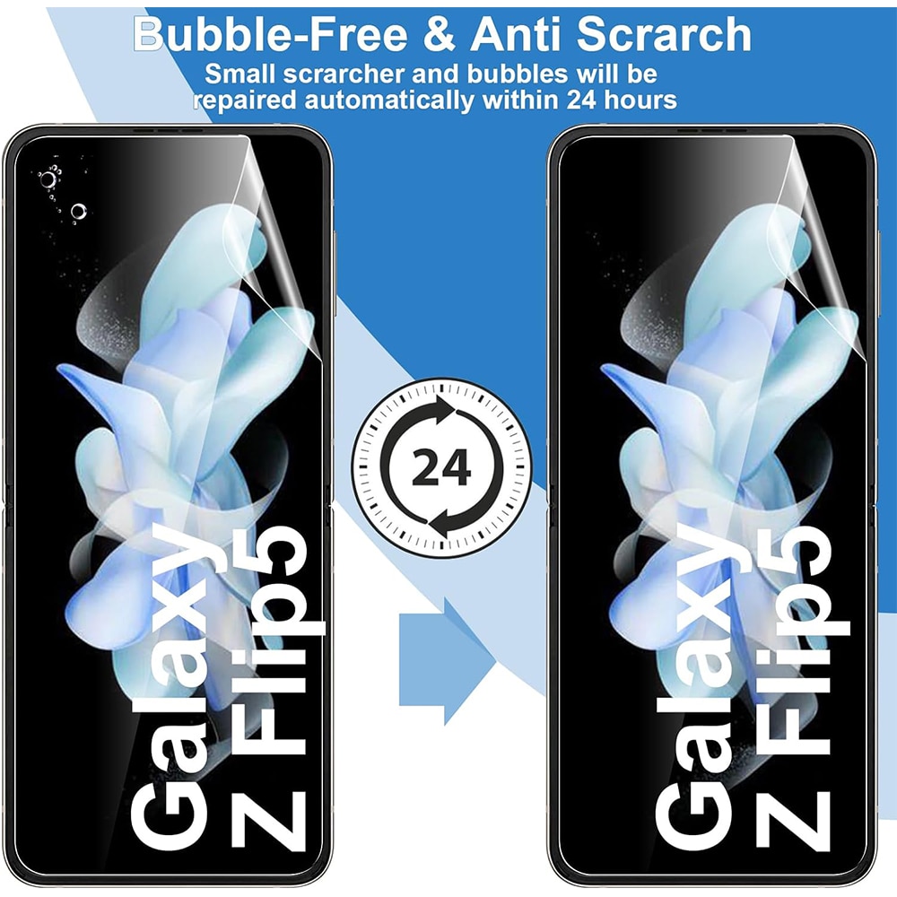 Folie de protectie Compatibila cu Samsung Galaxy Z Flip5, Unbreakable Soft Hydrogel Regenerabil, Premium Tempered, Full Glue, Acoperire pe intreg ecranul, Transparent