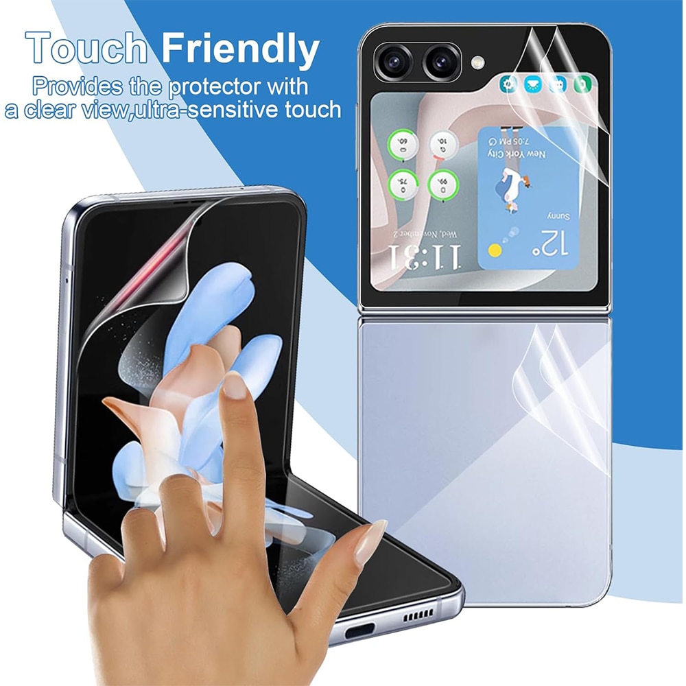 Folie de protectie Compatibila cu Samsung Galaxy Z Flip5, Unbreakable Soft Hydrogel Regenerabil, Premium Tempered, Full Glue, Acoperire pe intreg ecranul, Transparent