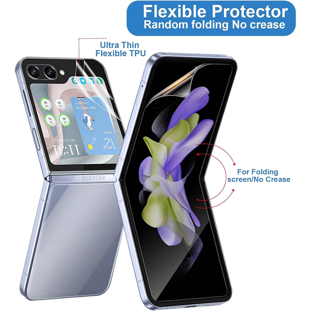 Folie de protectie Compatibila cu Samsung Galaxy Z Flip5, Unbreakable Soft Hydrogel Regenerabil, Premium Tempered, Full Glue, Acoperire pe intreg ecranul, Transparent
