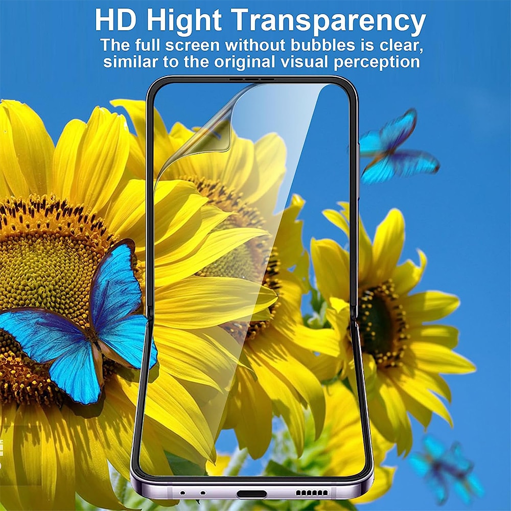 Folie de protectie Compatibila cu Samsung Galaxy Z Flip5, Unbreakable Soft Hydrogel Regenerabil, Premium Tempered, Full Glue, Acoperire pe intreg ecranul, Transparent