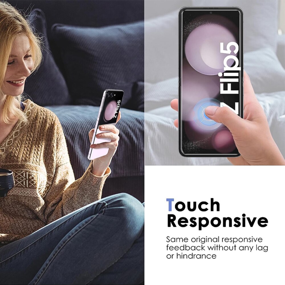 Folie de protectie Compatibila cu Samsung Galaxy Z Flip5, Unbreakable Soft Hydrogel Regenerabil, Premium Tempered, Full Glue, Acoperire pe intreg ecranul, Transparent