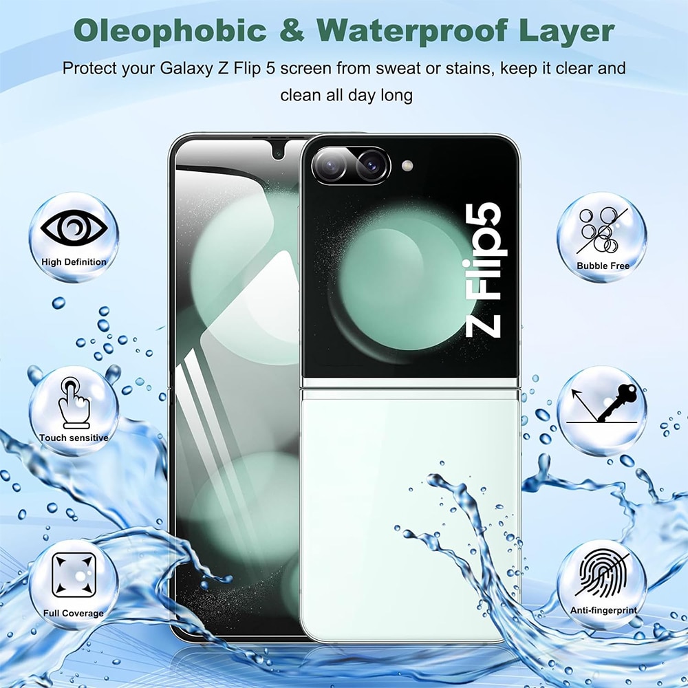 Folie de protectie Compatibila cu Samsung Galaxy Z Flip5, Unbreakable Soft Hydrogel Regenerabil, Premium Tempered, Full Glue, Acoperire pe intreg ecranul, Transparent