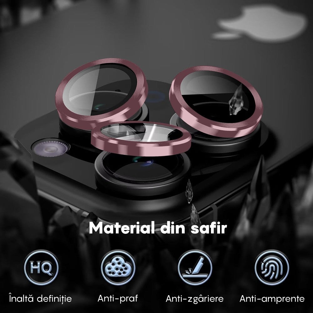 Folie Protectie Lentile Camera compatibila cu iPhone 11 Pro / iPhone 11 Pro Max, CASEY STUDIOS™ MaxDefense+, Ultra HD, Protectie Profesionala Camere 3D, Anti Amprente, Anti Zgarieturi, Anti Socuri, Roz