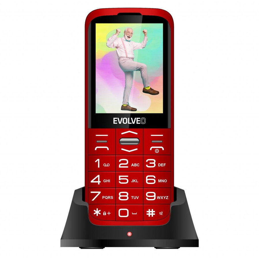 Telefon mobil EVOLVEO EasyPhone XO, pentru seniori, Dual Sim, 2G, Rosu