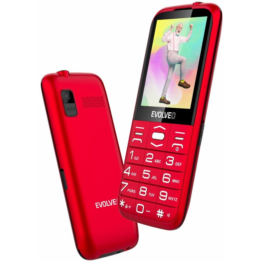 Telefon mobil EVOLVEO EasyPhone XO, pentru seniori, Dual Sim, 2G, Rosu