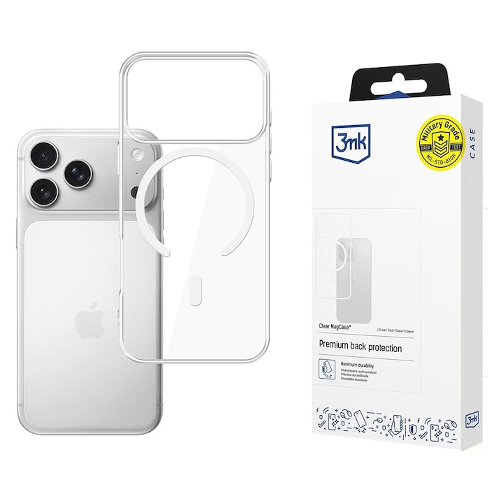 Carcasa 3mk Clear cu MagSafe compatibila cu iPhone 17 Pro Max, Transparent