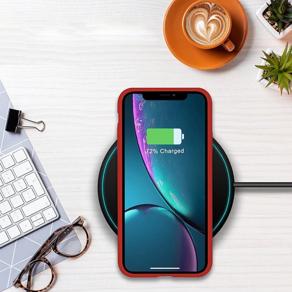Husa CASEY STUDIOS™ pentru Apple iPhone XS Max, Soft Silicone Premium, Microfibra in Interior, Red, de Protectie, Ultra Slim, pentru Incarcare Wireless, Margini Ridicate pentru Protectia Ecranului si a Camerelor