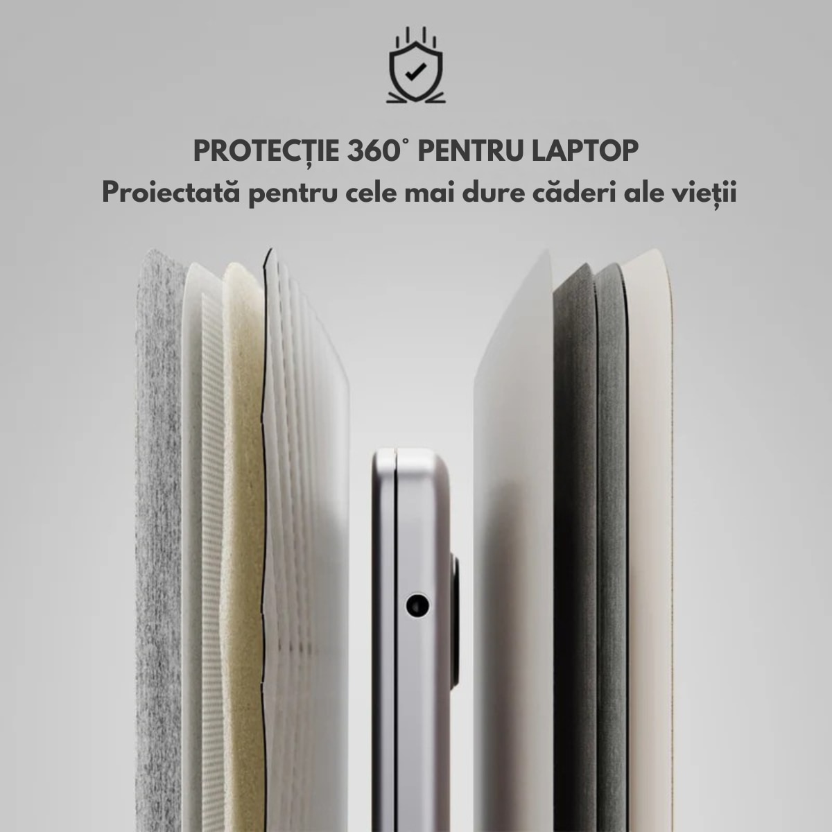 Husa Laptop cu Incarcare dubla Wireless 15W, Protectie 360, Impermeabila, Rezistenta la socuri, 15-16 inch, Suport Pliabil si Design Slim, Piele PU Premium, 4-in-1 cu Suport Mousepad, Compatibila Universal, MacBook Air, MacBook Pro, Tableta, Gri