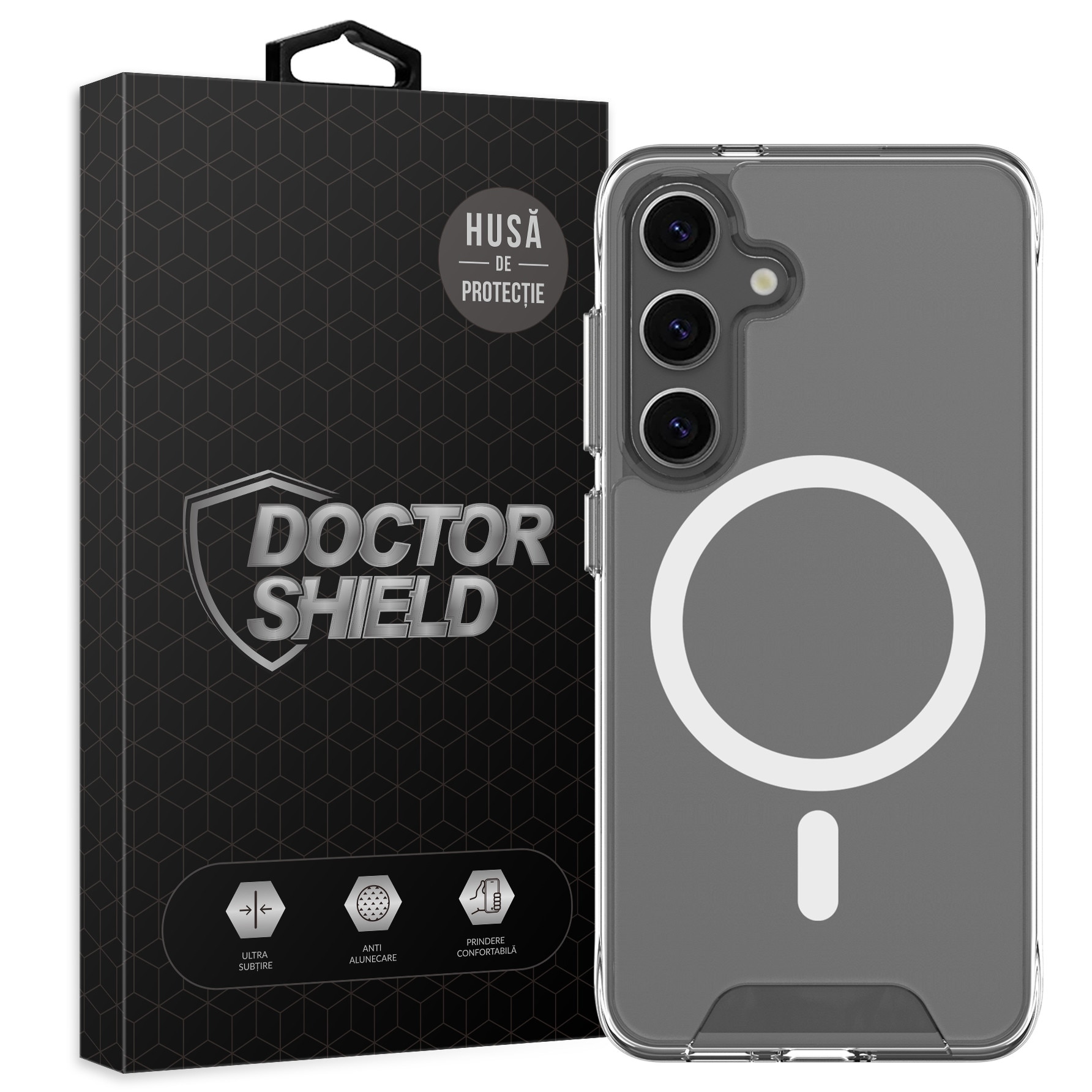 Husa de Protectie, Compatibila cu Samsung Galaxy S26, Doctor Shield Fantom, Compatibila cu MagSafe - Transparent