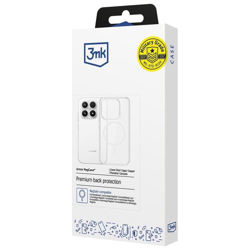 Carcasa 3MK Armor MagCase Transparent, compatibilă cu MagSafe, pentru Xiaomi 17, material policarbonat și TPU