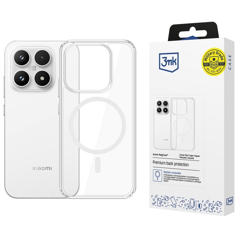 Carcasa 3MK Armor MagCase Transparent, compatibilă cu MagSafe, pentru Xiaomi 17, material policarbonat și TPU