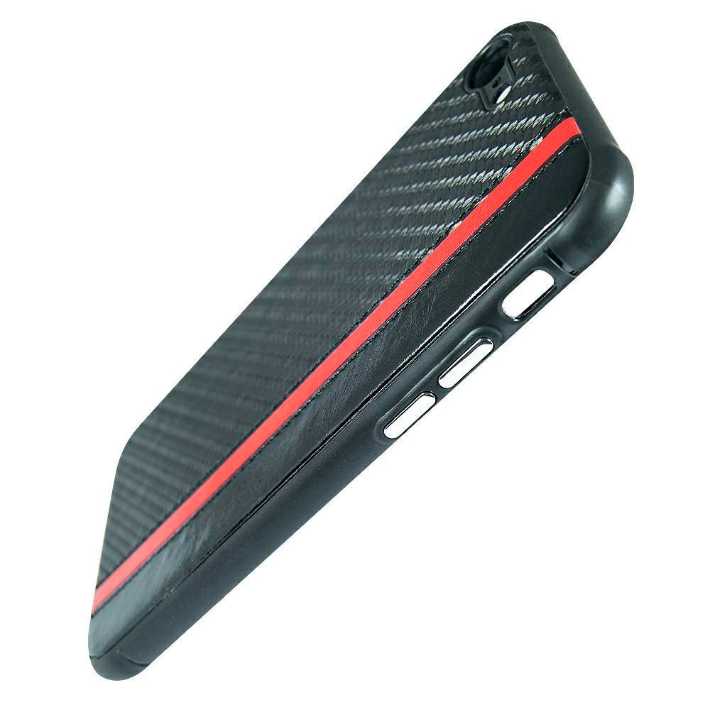 Husa de protectie pentru spate din carbon compatibila cu Samsung Galaxy S22 Ultra, semi-flexibila, Negru-rosu, ATX-BBL4494