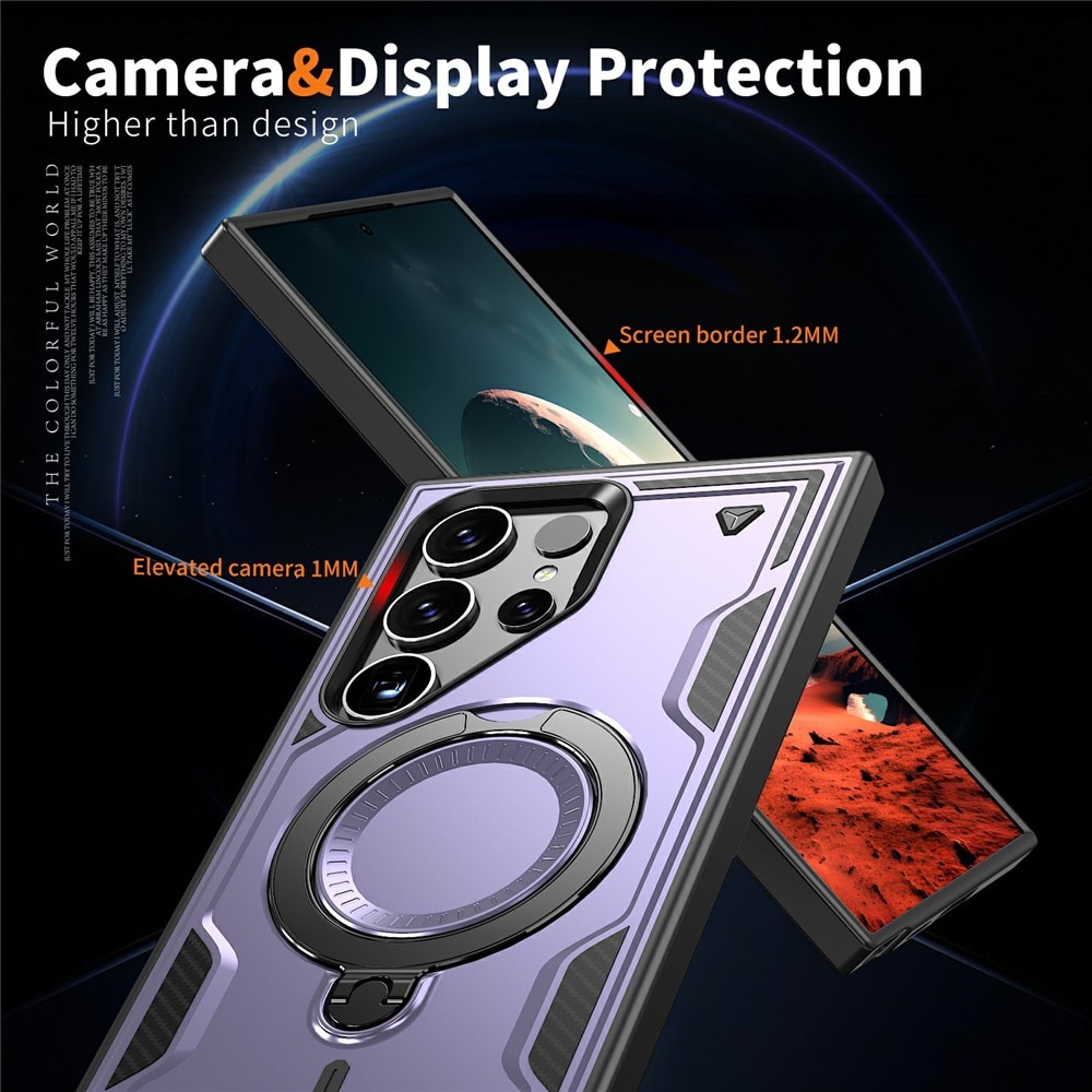 Husa military armour cu inel metalic, ALC MOBILE, compatibila cu Samsung Galaxy S25 Ultra, Mov