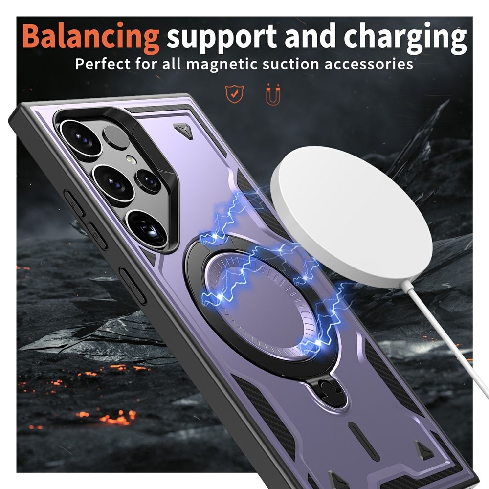 Husa military armour cu inel metalic, ALC MOBILE, compatibila cu Samsung Galaxy S25 Ultra, Mov